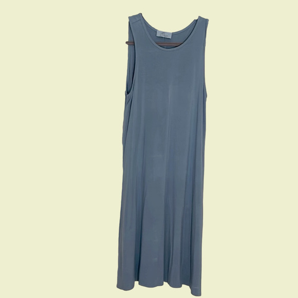 Sleeveless Dress Clay Blue Medium Like New Quality Jersey Dress Western Bohemian - Picture 3 of 7